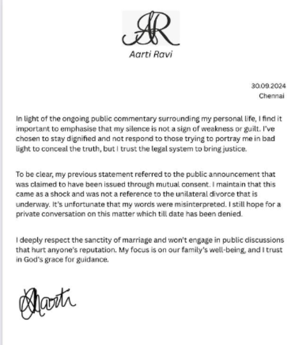 jayam ravi aarti ravi