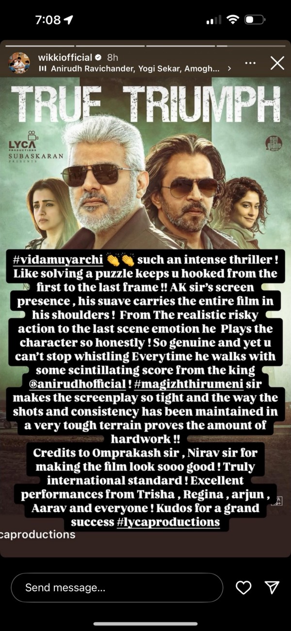 vidamuyarchi vignesh shivan ajith kumar