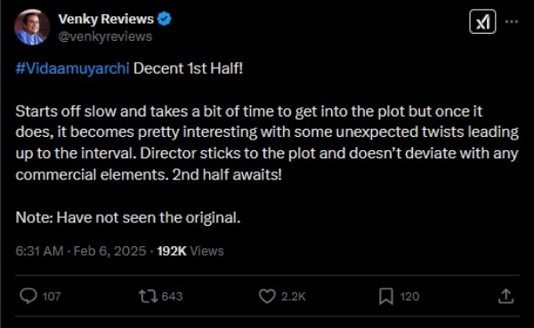 vidamuyarchi vidamuyarchi review ajith kumar