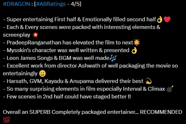 Dragon Review By Fans Appreciates Pradeep Ranganathan Ashwath Marimuthu Performance