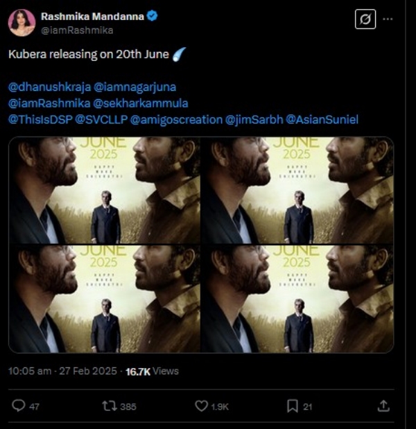 Dhanush Kubera Rashmika Mandanna