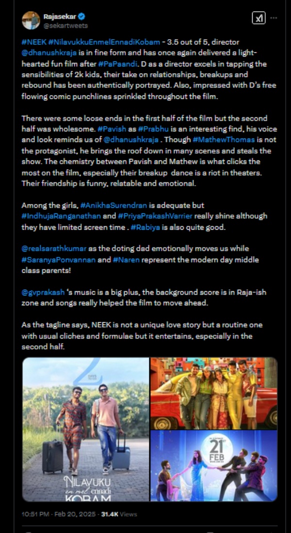 NEEK  NEEK Review  Dhanush