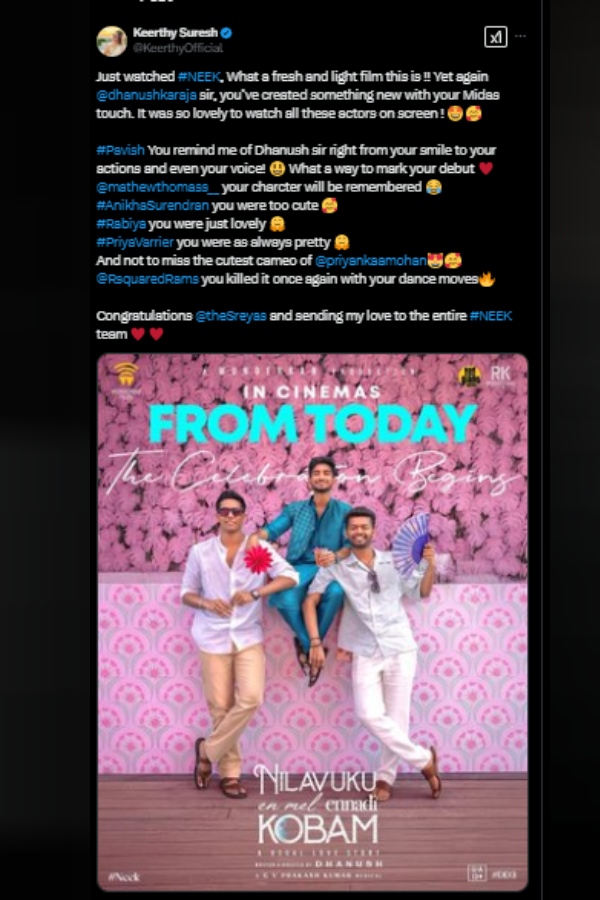 Dhanush NEEK movie Keerthis suresh