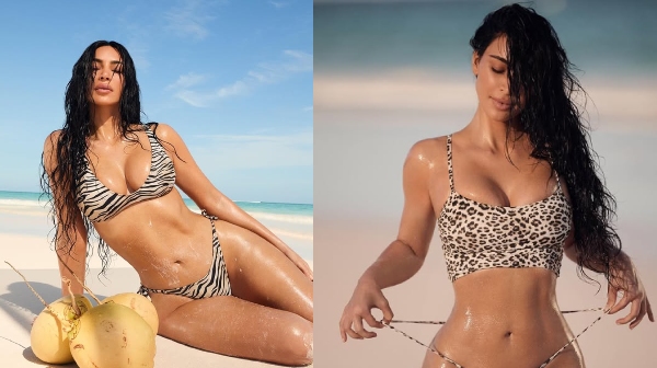 Kim Kardashian shares her latest SKIMS inner wear ad shoot at beach