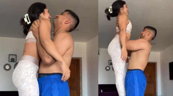 Aishwarya Krish husband lifts her in a morning workout video