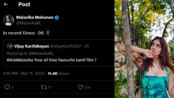 Malavika Mohanan Opens Before Her Fans For Favorite Tamil Film