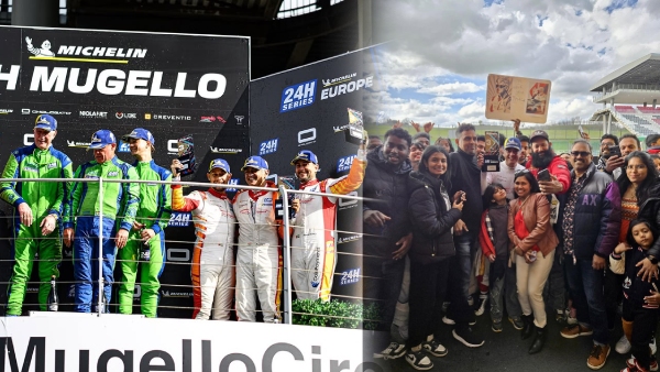 Ajithkumar shows Trophy to fans after his Racing Team Won Third Prize at Italy Mugello 12H Race Ajithkumar shows Trophy to fans after his Racing Team Won Third Prize at Italy Mugello 12H Race