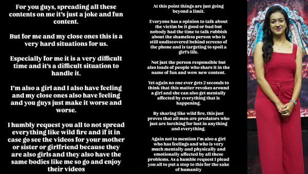 Shruthi Narayanan Social Media Angry Post About Private Video Issues Goes Trending