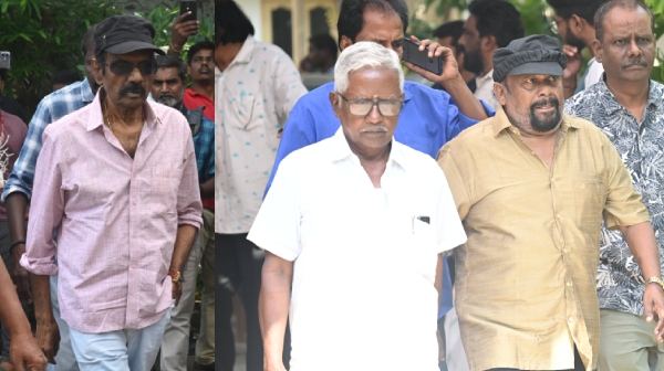 85 year old Goundamani pays last tribute to Manoj Bharathiraja 85 year old Goundamani pays last tribute to Manoj Bharathiraja