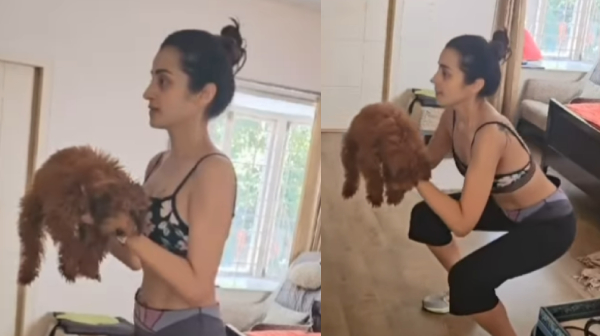 Trisha shares funny workout with her dog getting likes in social media Trisha shares funny workout with her dog getting likes in social media