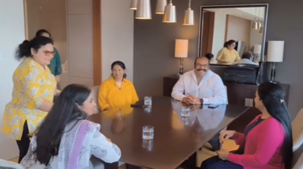 MP Kanimozhi met Napoleon and his son Dhanush in Japan