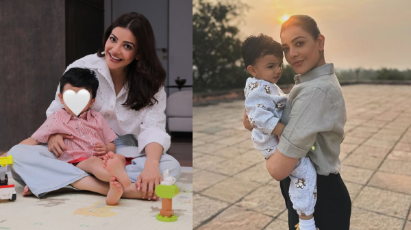 Kajal Aggarwal and his son joints for FIrst Cry advertisement