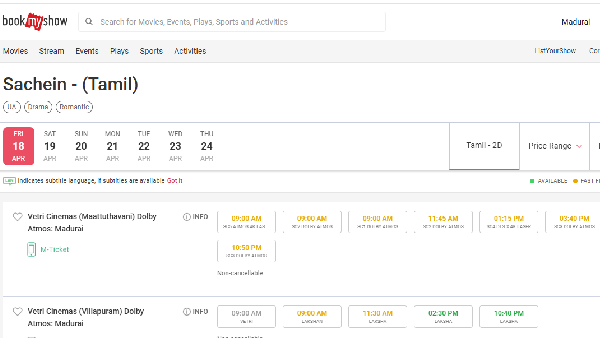 TVK Thalapathy Vijay Sachein Movie Re Release Ticket Booking Goes Well in All Over Tamilnadu