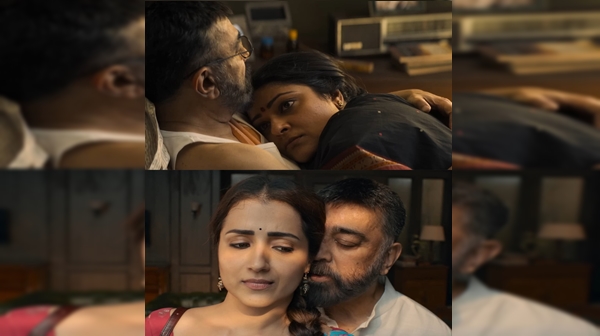 Kamal has acted in romantic scenes with Trisha and Abirami in the movie Thug Life Kamal has acted in romantic scenes with Trisha and Abirami in the movie Thug Life