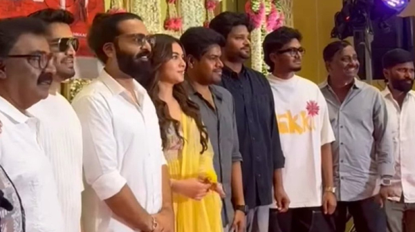 STR 49 Pooja stills Simbu Kayadu Lohar santhanam and Sai Abhyankkar spotted