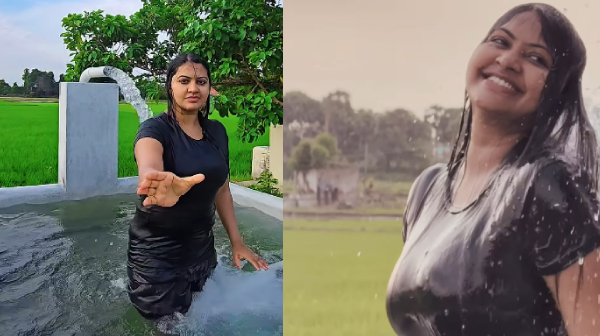 Rachitha Mahalakshmi enjoys her holiday at village and done a pump set bath video goes viral