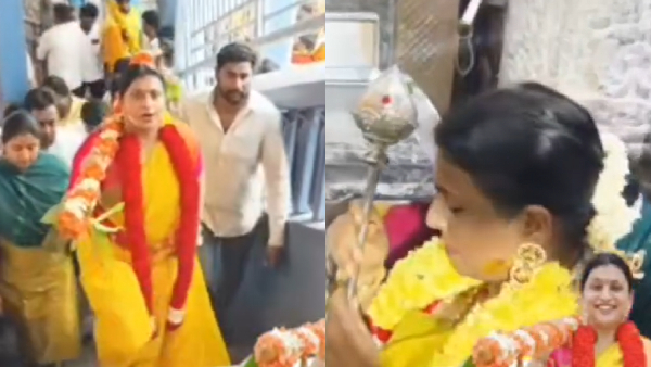 Actress Roja donates 2 KG silver vel Thiruttani Murugan Temple Video Goes Trending
