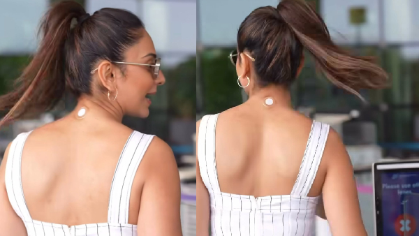 Rakul Preet Singh was recently spotted at the Mumbai airport wearing a mysterious patch on her neck