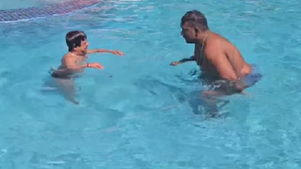 Comedy Actor King Kong Had Fun With Robo Shankar At Srilanka Swimming Pool Video Goes Trending