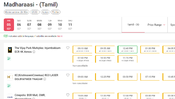 Madharaasi Ticket Sales Skyrocket After Multiplex Booking Goes Live