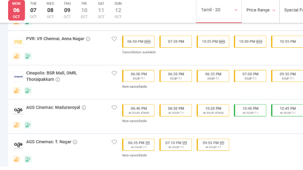 Idli Kadai Monday Ticket Booking status seems very dull but Kantara Chapter 1 picked well