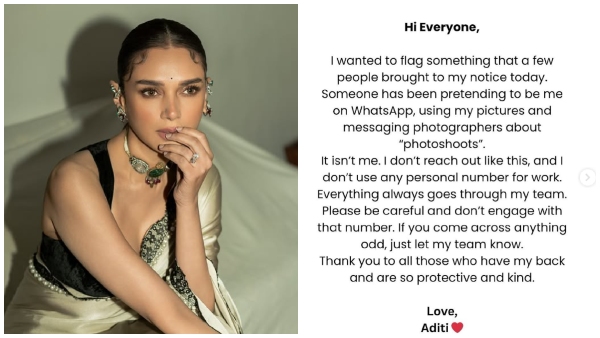 Aditi Rao Hydari Whatsapp scam