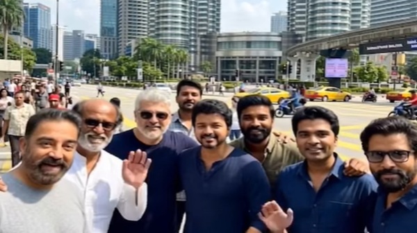 AI Video Imagining Rajinikanth Ajith Vijay amp amp Kamal Together at Jana nayagan Event Goes Viral