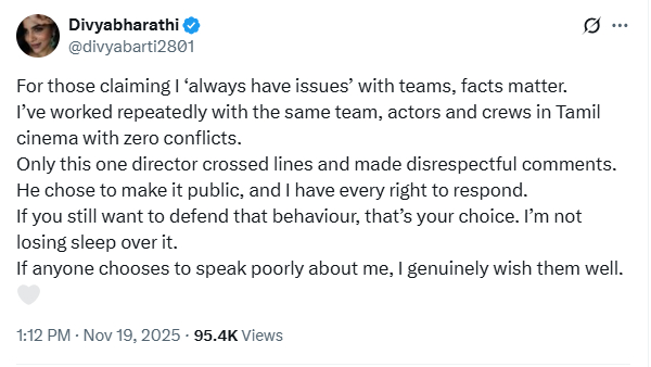 GOAT Actress Divyabharathi slams Telugu Director Naresh Kuppili