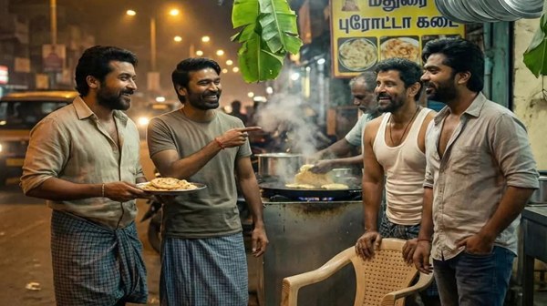 AI photos of Rajinikanth Kamal Vijay amp amp top Kollywood stars at a tea shop go viral