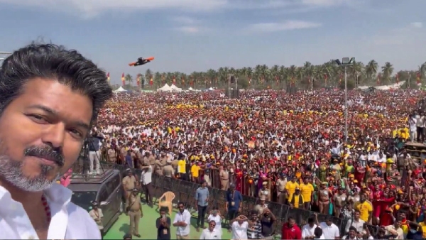 Vijay took selfie video at Erode trending in social media