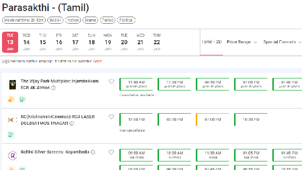 Parasakthi Day 4 and Pongal Holiday Poor Advance Booking status shocks everyone