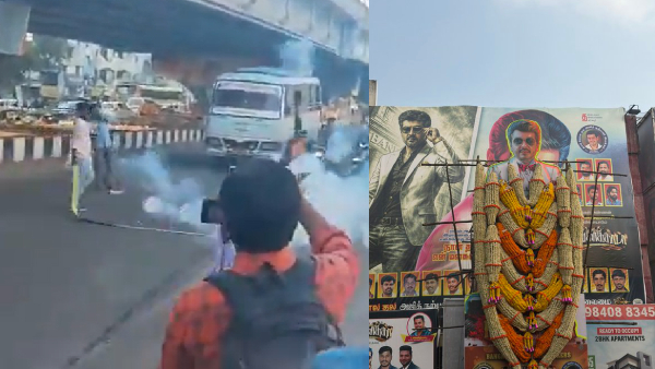 Mankatha Re Release Fans Celebration Campa abhishekam 1000 Wala Crackers For Ajith Kumar Banner