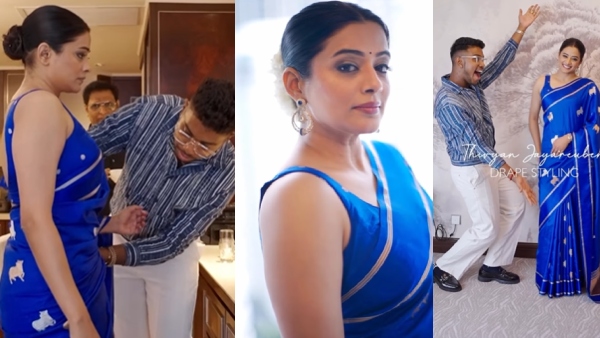 Priyamani prefers Thivyan Jayareuben for drapping her saree for Jana Nayagan Audio launch