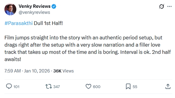 Parasakthi X Review  Sivakarthikeyan Movie Got Mixed Reactions for First Half