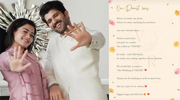 Rashmika Mandanna amp amp Vijay Deverakonda Officially Confirm Virosh Wedding Couple Reaches Udaipur Rashmika Mandanna amp amp Vijay Deverakonda Officially Confirm Virosh Wedding Couple Reaches Udaipur