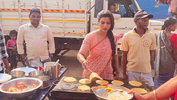 Aishwarya Rajesh Turns Chef on Set She Making Dosa and Dining The Coworker Telugu movie Shooting Spot