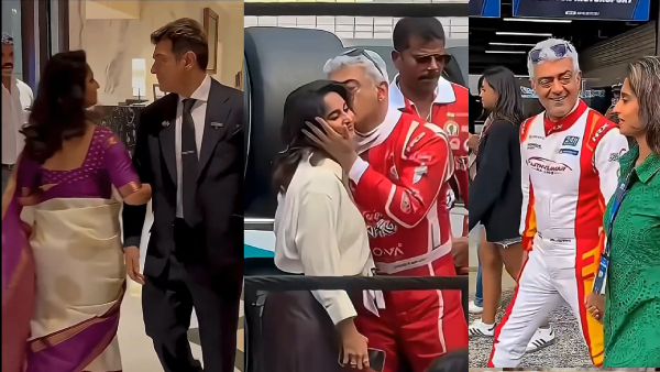 Vijay Trisha Krishnan Wedding Event Appearance Sparks Controversy Ajith Kumar Fans Celebrate Videos with Shalini Ajith Kumar