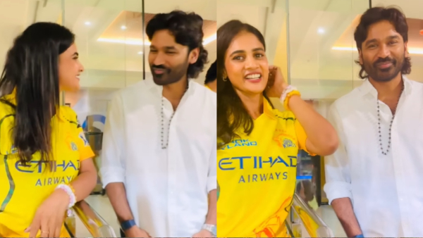 Young Actress Brana meets Dhanush at Chepauk Stadium during CSK vs KKR match video out now
