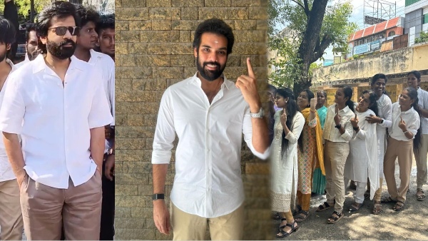 Simbu to Sibiraj comes to cast vote with White and Brown dress code and many college girls also