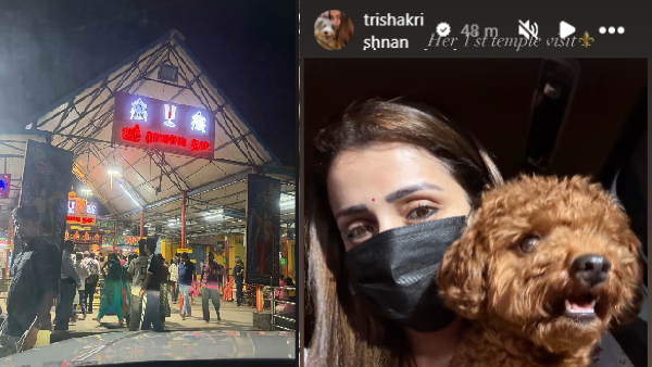 Trisha Krishnan Visits Temple with Pet Dog on Hanuman Jayanti Photos Spark Debate Online