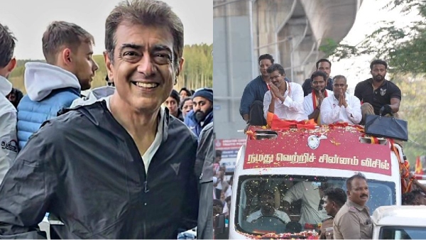 Ajith back to Chennai from Dubai Did he cast his vote and lend his support to Vijay