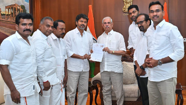 Vijay Meets Governor to Stake Claim as Tamil Nadu CM Swearing-In Set for May 7 at Nehru Stadium Vijay Meets Governor to Stake Claim as Tamil Nadu CM Swearing-In Set for May 7 at Nehru Stadium