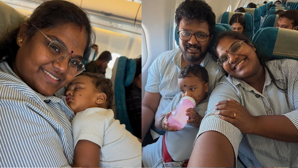 Indraja Shankar shares son Natchathiran first International Flight Experience Indraja Shankar shares son Natchathiran first International Flight Experience
