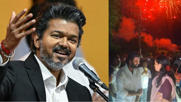 Vijay Birthday Minister Keerthana and Jai celebrates with firing crackers