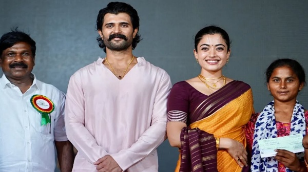 Viral Video Rashmika Mandanna Fixes Vijay Deverakonda s Mustache During Public Event Viral Video Rashmika Mandanna Fixes Vijay Deverakonda s Mustache During Public Event