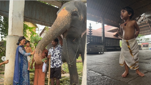 Amala Paul Celebrates Son Ilai s 2nd Birthday With Temple Visit and Elephant Blessings Amala Paul Celebrates Son Ilai s 2nd Birthday With Temple Visit and Elephant Blessings