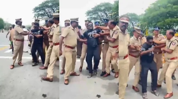 Therukural Arivu Detained During Solo Anti-NEET Protest Outside Tamil Nadu Assembly Therukural Arivu Detained During Solo Anti-NEET Protest Outside Tamil Nadu Assembly