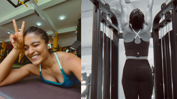 Chaithra Achar shows her back muscles in a latest Gym clicks Chaithra Achar shows her back muscles in a latest Gym clicks