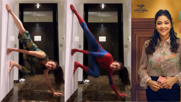Abhirami Nails Spider-Man Challenge at 42 Leaves Fans Amazed With Incredible Fitness Abhirami Nails Spider-Man Challenge at 42 Leaves Fans Amazed With Incredible Fitness