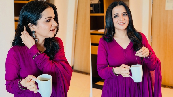 DD Neelakandan Turns Purple Queen Her Stylish Photos and Heartwarming Caption Win Fans Online